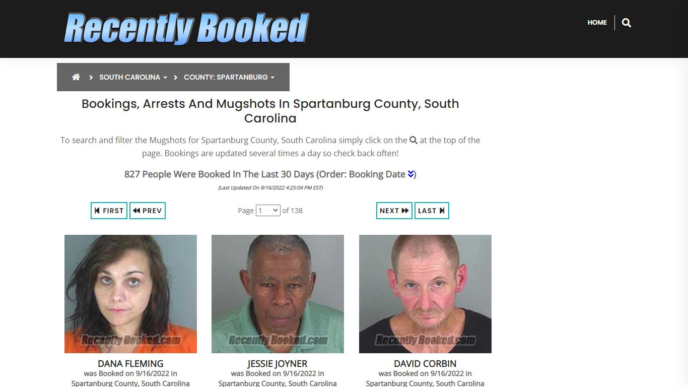 Recent bookings, Arrests, Mugshots in Spartanburg County, South Carolina